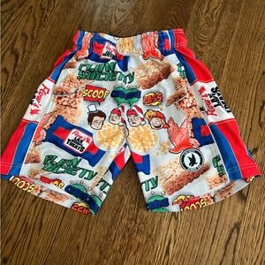 Society Kids Red, Blue, White Graphic Snack Print Athletic Shorts